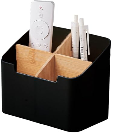 Caja de almacenamiento para mando a distancia, organizador de mesa Caddy | Organizador de mando a distancia con 4 compartimentos para bolígrafos, artículos de papelería y cosméticos