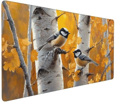 Large Mouse Pad 1200x600x4mm Autumn Gaming Mouse Mat Bird XL Mousepad Anti-Fray Stitched Edges with Non-Slip Rubber Base,Ergonomic Mouse Pad Extended Desk Mat,for Home Office Accessories PC,Laptop