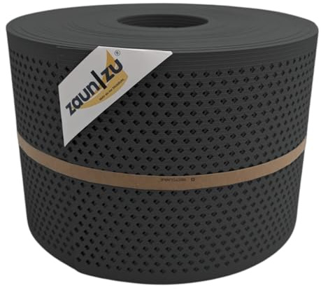 zaun|zu® Rille Sichtschutz Einzelstreifen GELOCHT | gerillte Oberfläche | Diamant Lochmuster | PP für Doppelstabmatten | Sichtschutz | Polypropylen | Made in Germany Anthrazit 50m