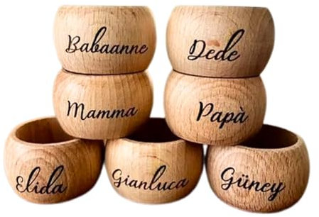 Rond de serviette en bois personnalisé prénom, anneau personnalisé en bois décoration de table, Art de la table, Cadeau Noël, Anniversaire et Mariage
