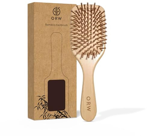 ORW OREN'S Bamboo Hair Brush for Hair Growth - Bamboo Bristle Detangler Paddle Brush, Scalp Stimulation – Natural, Sustainable Hair Care for Women, Men & Kids - Narrow