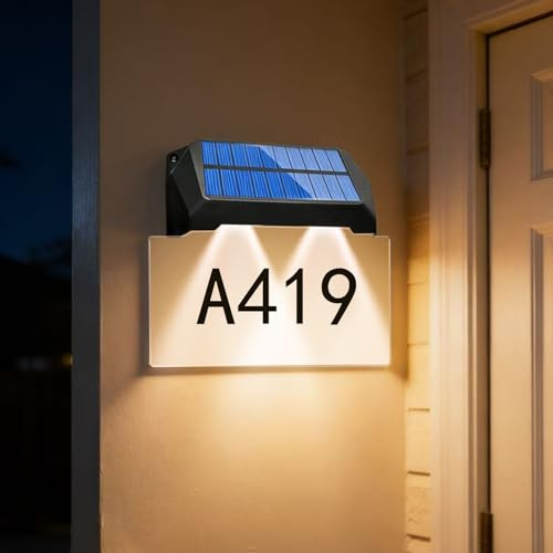 MEDOYOH Solar DIY House Numbers Plaques, DIY House Signs Plaques Street Name Acrylic Board Painting IP65 Waterproof for Outdoor Address Signs, 10 Colors