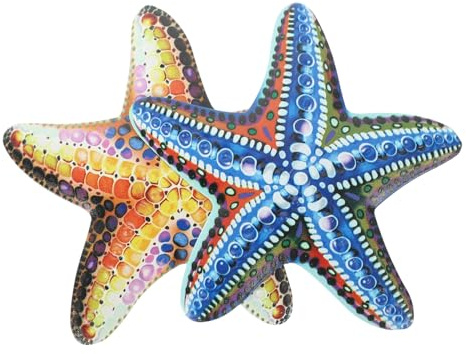 MAGICLULU Escultura De Pared Metálica Estrella De Mar 2 Piezas (azul Oscuro Amarillo) Arte Mural Hierro Decoración Colgante Para Jardín Sala y Fiesta