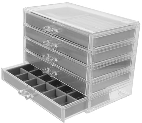 MAGICLULU Rock Display Cabinet Mit Transparentes Acryl-display Sammlerkasten Mit Weichem Samtfutter Fächer Fächer Halbes Ringfach Eleganter Aufbewahrungsbox Für Steine Kristalle Schmuck