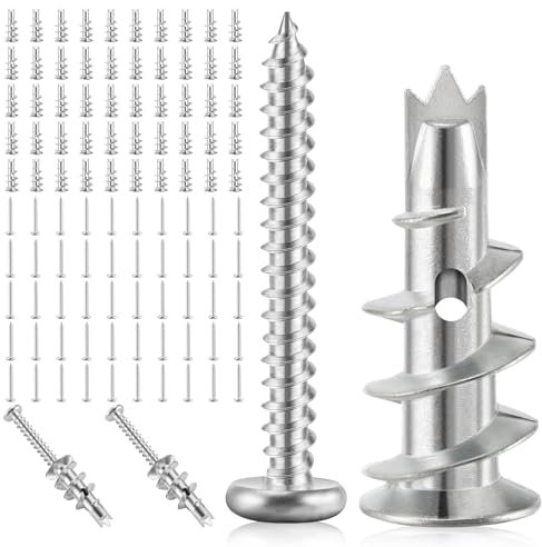 Tapvai 100Pcs Tasselli per Cartongesso, 50 Viti + 50 Ancoraggi, Tasselli Cartongesso con Viti, Fisher Cartongesso, per Cartongesso, Tasselli Autoperforanti per Cartongesso, Tasselli per Cavit