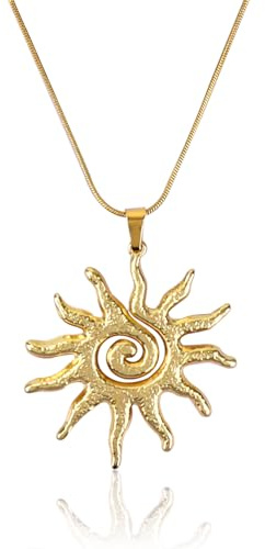 Mikovivi Collier Pendentif Soleil Magique pour Femme, Délicat Doré Breloque Tournesol Pendentif Solaire Collier Élégant Déclaration Cadeau Bijoux