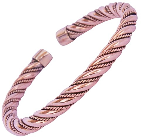 Bracelet en cuivre pur tressé à la main népalais, rond, réglable unisexe, bijoux hippie boho tibétain
