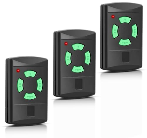 Wvoillty Lot de 3 télécommandes pour porte de garage - 26,975 MHz - Compatible avec télécommande Hormann HSM4-26.975, HSM2-26.975, HS2-26.975, DHM02-26.975 - Bouton vert - 4 canaux