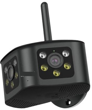 VEKELETE Telecamera di sorveglianza Wi-Fi Notturna a Colori for Esterni, 180°, grandangolo Ultra, 8 MP, 4K, Doppia Lente, rilevamento umanoide, Protezione di Sicurezza, Webcam(U/K,8MP ADD 128G Card)