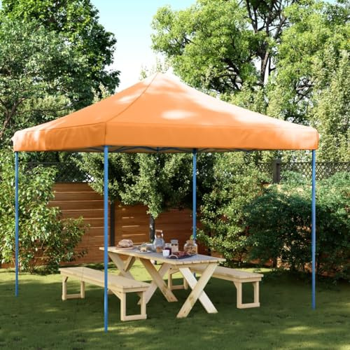 Tente de Réception Pliable, Chapiteau d'Extérieur en Tissu Oxford Résistant, Design Pop-Up Instantané, pour Mariages et Fêtes, Tonnelle Pliante Orange avec Toit PVC, 292x292x315 cm