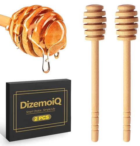 DizemoiQ 2 Stück Honiglöffel Olivenholz 16cm mit Spirale Nachhaltiger Honigheber für Honig Sirup Küche Tee Geschenkidee