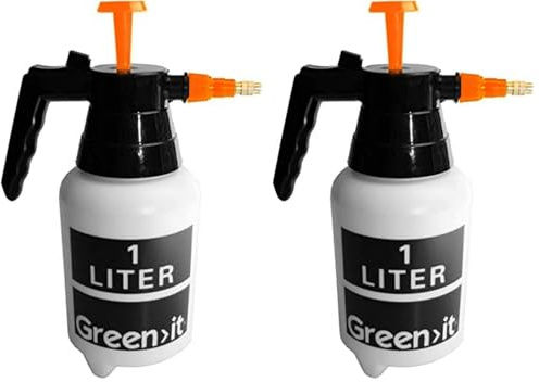 Home It® Pulvérisateur Manuel 1L avec Pompe – Buse réglable – Réservoir résistant aux UV – pour Jardin, Plantes, désherbage – Blanc/Noir/Orange (Lot de 2)