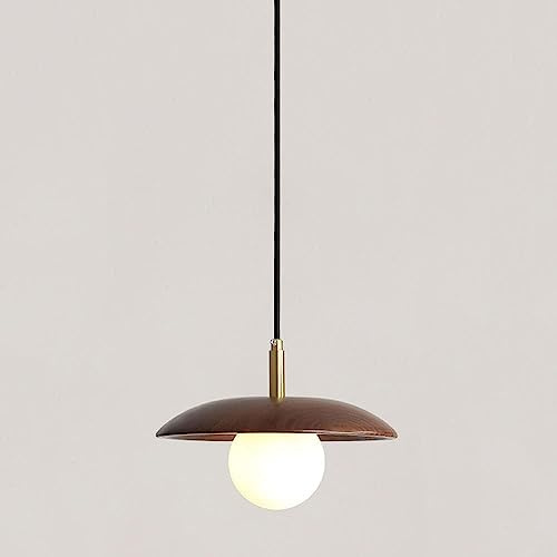 Lámpara Colgante de Madera, Diseño Original de Fábrica, Nogal,Re, Lámpara Colgante de Cristal Suspendida, Lámpara de Techo Led G9, Lámpara Semiempotrada, Juego para Mesita de Noche, Dormitorio, Estudi