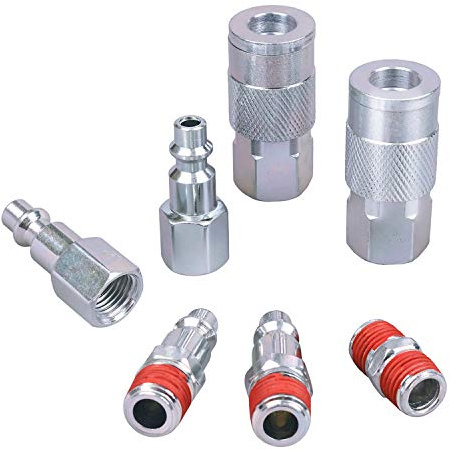 WYNNsky Air Coupler and Plug Kit, 1/4 NPT Air Fittings Industrial Type I/M, 7 Piece Air Compressor Accessories Kit ...