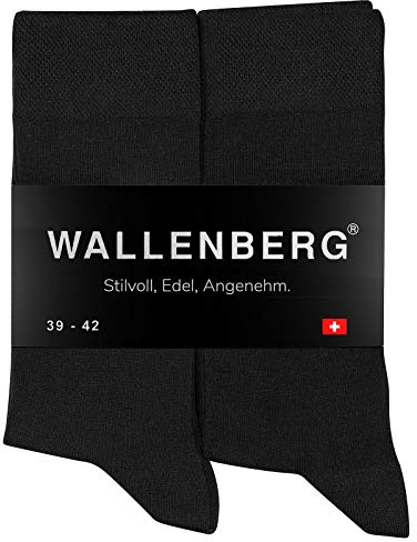Wallenberg Business Socken Herren Damen Baumwolle, 39-42, Schwarz | 10 Paar