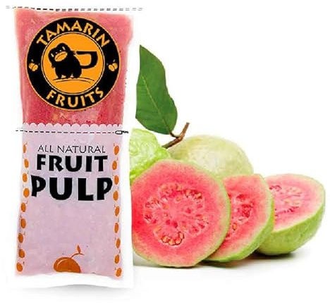 Tamarin Fruits All Natural Frozen Fruit Pulp perfect for Juicing, Cocktails, Smoothies, Desserts, and Baking, No Sugar Added, Gluten Free with No Preservatives, (Guava, 4lbs)