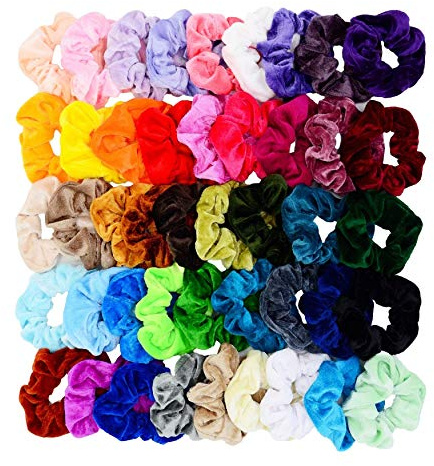 Chloven 45 st hårsnoddar sammet elastiska hårband scrunchy hårband rep hårsnodd för kvinnor flickor håraccessoarer – 45 olika färger hårsnoddar