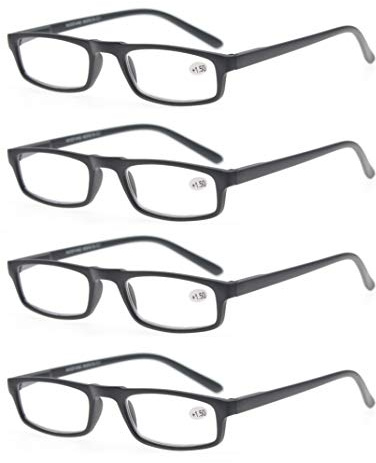 MODFANS 4 Pack Lesebrille Herren/Damen,Gute Brillen,Hochwertig,Komfortabel,Rechteckig,Super Lesehilfe,fur Manner und Frauen