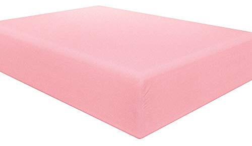 NTBAY 100% Brushed Microfiber Single Fitted Sheet, 1800 Super Soft and Cozy, Wrinkle, Fade, Stain Resistant 12 / 30cm Deep Pocket Fitted Bed Sheet, Pink