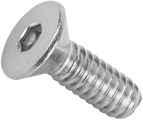 KINJOEK 100 Packs 1/4-20 x 3/4 Inch Flat Head Socket Cap Screws, Allen Hex Socket Drive Countersunk Bolts, 304 Stainless Steel 18-8, Full Thread, Bright Finish, Heavy Duty Hexagon Machine Screw