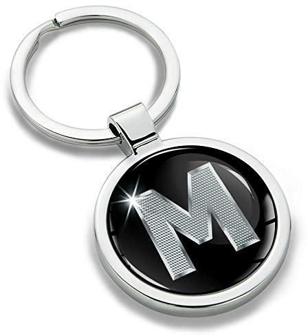 Biomar Labs Buchstaben Schlüsselanhänger aus Edelstahl mit Initialen im Alphabet Design stilvoller Metall Keyring für Auto und Schlüsselbund in Silber