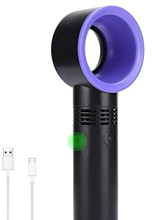 Bladfri fläkt, Mini USB bärbar uppladdningsbar bärbar fläkt Tre justeringshastigheter, användbar personlig luftkylare multiplikatorbord (svart)