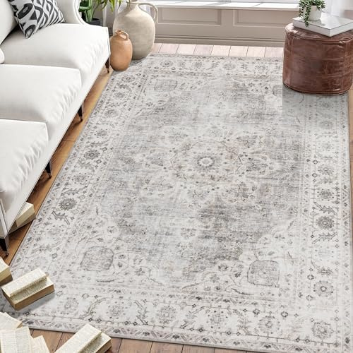 ReaLife Alfombra Lavable a Maquina - Fabricada con Fibras recicladas Medallion - Beige Ivory, 90 x 150 cm
