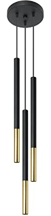 SOLLUX lighting Hängelampe Pendelleuchte Hängeleuchte - Deckenlampe Stahl - 3 Flammig - LED Lampe Glühbirne - Schwarz Golden Mozaica