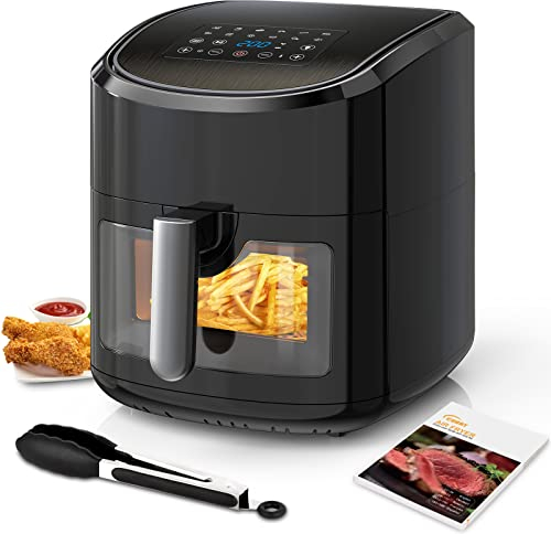 Euary Heißluftfritteuse 7,5L XXL 1700W Friteuse Heissluftfriteuse mit 12 Programmen,Fritteuse Heissluft Ohne Fett,Airfryer mit Rezeptbuch auf Deutsch