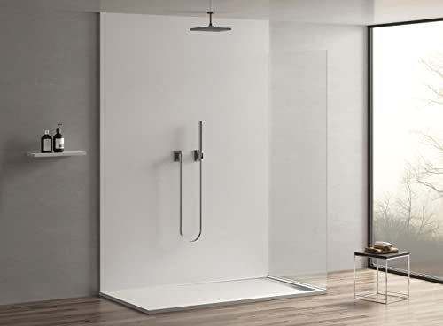 PIATTO DOCCIA 120X70 CM IN PIETRA NATURALE ESOLUTION SERIE J IN MARMORESINA EFFETTO PIETRA ARDESIA DIVERSI COLORI BIANCO NERO GRIGIO BEIGE 120X70 CM (BIANCO)