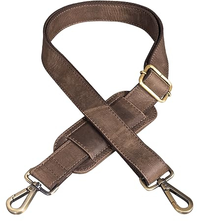 STILORD Taschengurt Breit Leder mit Karabiner und Polster zum Wechseln Schultergurt für Taschen Trageriemen Handtaschengurt für Umhängetasche Echtleder, Farbe:dunkel - braun