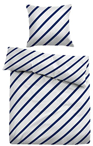 TOM TAILOR 0067692 Bettwäsche Garnitur mit Kopfkissenbezug Satin - Simple Action 1x 135x200 cm + 1x 80x80 cm, Indigo Blue