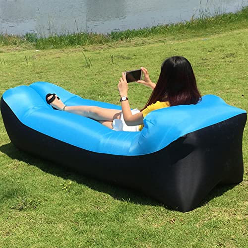 Hixingo Aufblasbares Sofa Wasserdichtes Strandliege Tragbares Luftsofa Outdoor Sofa Mit Tragetasche Reißfest Camping Sofa für Camping, Strand, Park, Reisen (One Size,Himmelblau)