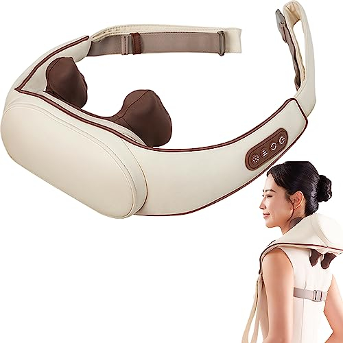 JSvsza Nackenmassagegerät Kabellos, Shiatsu Massagegerät Rücken Schulter und Nacken Massager mit Massagegerät, für ganzen Körper, Beine und Fuß, Gute Geschenke für Mama Papa, Brown
