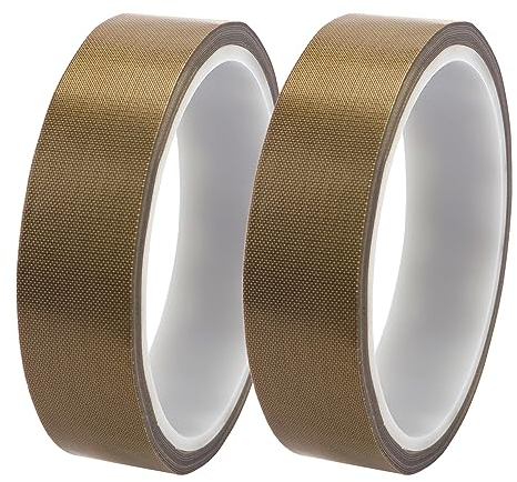 YIXISI 2 Pezzi Nastro in PTFE ad Alta Temperatura, in Teflon, in Tessuto PTFE per Sigillatori a Impulsi a Mano Sottovuoto (23mm x 10m)