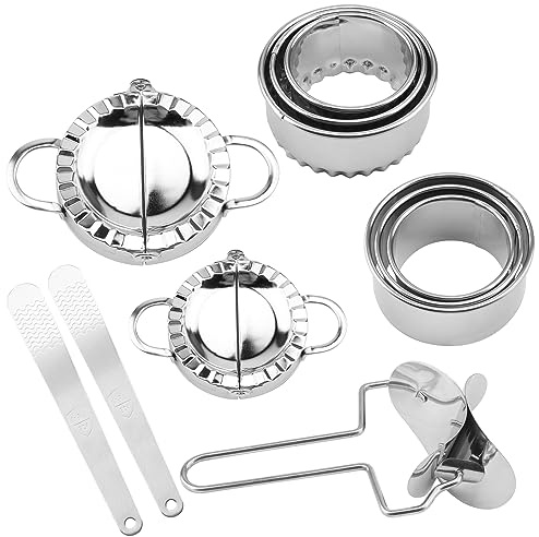DAKFOOK 11 PCS Dumpling Maker Moulds Set, Stainless Steel Meat Pie Cutter, Pastry Press Moulds, Ravioli Mould for Making Dumplings, Empanadillas, Cookies