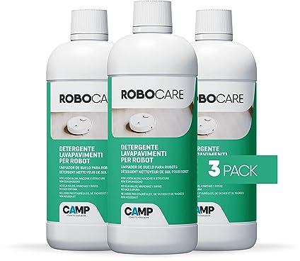 CAMP Robo Care Detergente concentrato per robot lavapavimenti, igienizzante, compatibile con tutti i robot, gradevolmente profumato, 3x750ml
