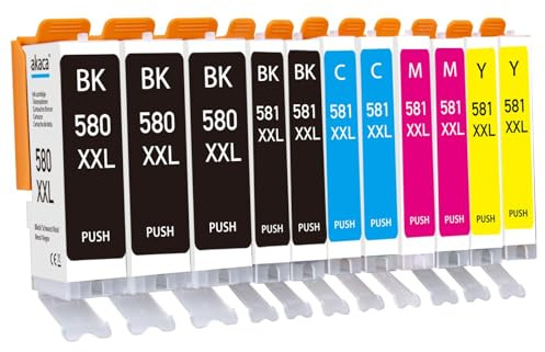 akaca PGI-580 CLI-581 XXL (11er-Pack) Multipack Kompatibel mit Canon 580 581XXL Patronen, für Pixma TR7550 TR8550 TS6150 TS6151 TS8150 TS8151 TS8152 TS9150 TS9155