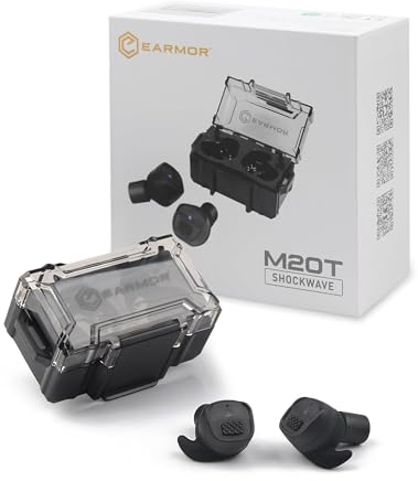 EARMOR M20T NRR26dB Elektronischer Schieß-Gehörschutz – Bluetooth5.3, Gehörschutz-Ohrstöpsel mit Umgebungsgeräuschverstärkung für Schießstand, Waffenbereich und Jagd