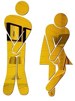 Abnehmbarer Acryl Spiegel Wandaufkleber Wc Damen Männlich 3d Gold | Direkt an Wand Klebbar, Doppelseitige Klebeschicht, für Toilette und Heimdekoration im Bad