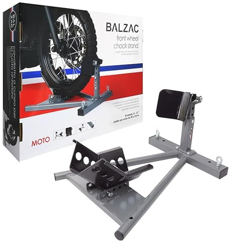 BALZAC Cavalletto blocca ruota anteriore | Cavalletto Anteriore Moto Universale | Regolabile 38-53cm | Trasporto e Manutenzione