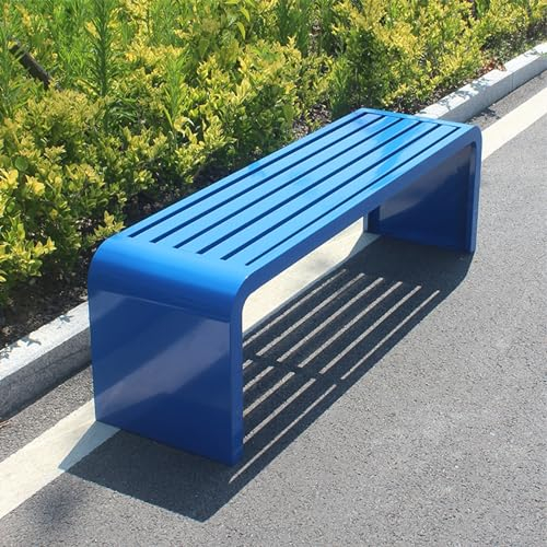 Gartenbank Metall Weiß Gartenbank Wetterfest 3sitzer Massiv und Robust Bank Ohne Lehne Keine Montage Erforderlich für Garten Park Balkon (Color : Blue, Size : 120cm)