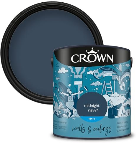 Crown Walls & Ceilings Matt Emulsion Paint, Size 2.5L, Midnight Navy