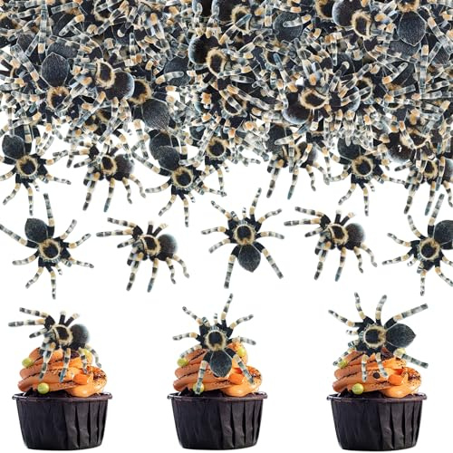 40Stk Essbare Spinnen Cupcake Topper Halloween Spinnen Tortenaufsatz | Essbare Spinnen Kuchen Dekorationen Halloween Geburtstag Hochezeit Kuchen Topper Halloween Party Dekorationen