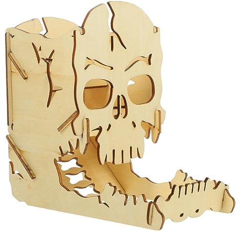 WOONEKY Holz-würfelturm Im Schädel-Design Für Brettspiele Kompakt Und Leicht Mit Großem Fassungsvermögen Für Verschiedene Spielwürfel Perfektes Spielzubehör Für Ktv Und Bars