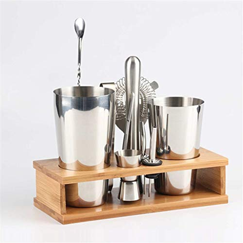 Kit de barman, mezclador de acero inoxidable revestido de cobre, barra de martini con soporte, máquina para hacer cócteles, juego de herramientas para coctelera (color: 11 piezas, 600 450 ml) (1