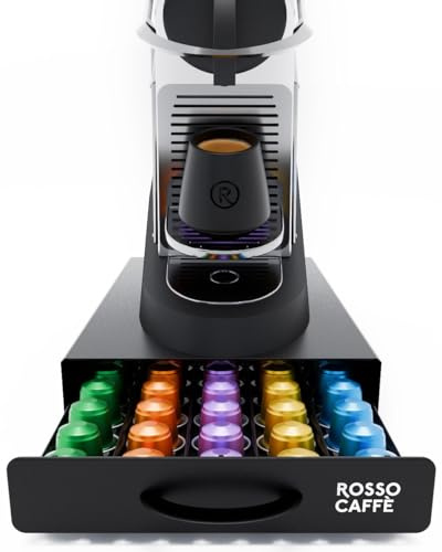 ROSSO CAFFÈ Coffee Capsule Drawer Organizer Compatible with Nespresso Original Machines, Holds 45 Capsules, Space-Saving Countertop Storage, Sleek Design