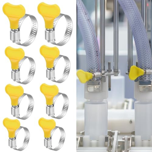 16 Pieces 4 Size Hose Clips Set with Handle, Adjustable 16mm-44mm Range Hose Clamp, Stainless Steel Pipe Tightening Clips for Securing Home Gas Flexible Connections 16/25/32/44mm