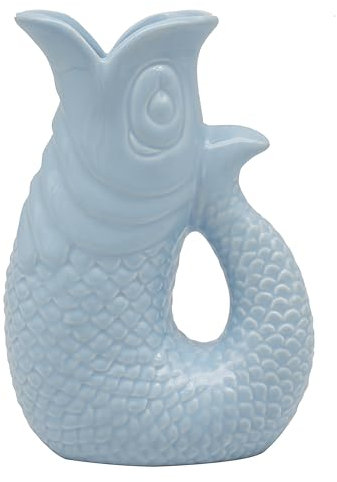 The Leonardo Collection Fish Jug Vase Blue 20cm | Ceramic or Glass for Kitchen Use | Beautiful Cream or Milk Jug for Daily Needs | Versatile Water Jug