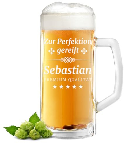 polar-effekt Bierkrug 0,5 Liter mit personalisierter Gravur - Geschenk-Idee Geburtstag & Vatertag - Bierglas für Bierliebhaber - Spülmaschinenfestes Glas